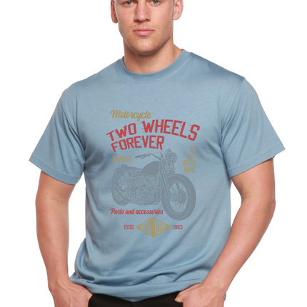 Two Wheels Forever Men's Bamboo Viscose/Organic Cotton Short Sleeve Graphic T-Shirt