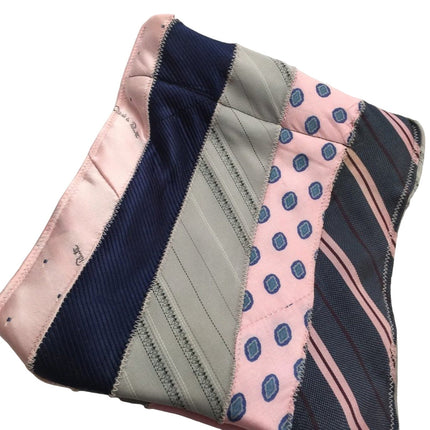 Handmade Upcycled Vintage Neck Tie Pink Blue Cosmetic Case Pouch Bag