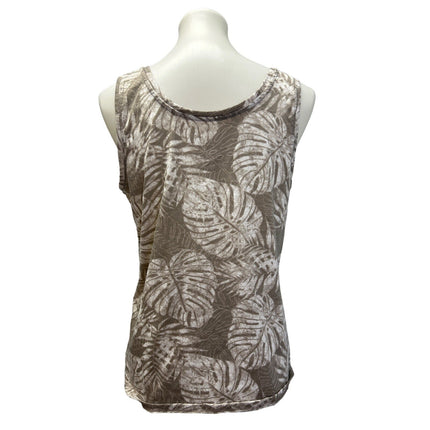 Attention Time & Tru Womens Medium Large Sleeveless Brown Floral Tank Tops