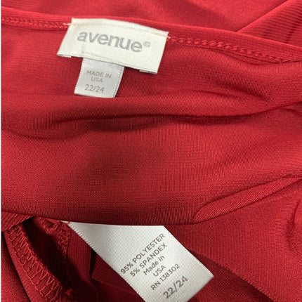 Avenue Womens Size 22/24 Red PolySpandex Long Sleeve Key Hole Tunic Shirt Top