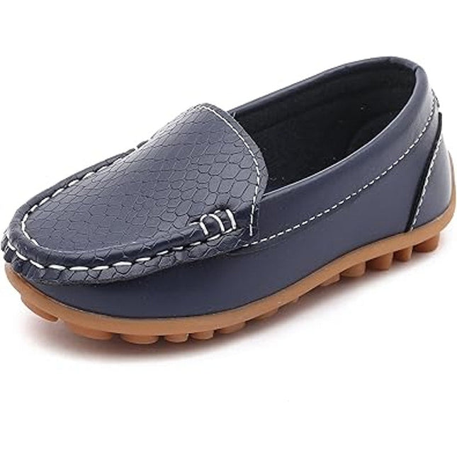 Lonsoen Toddler Boys Size 9.5 Navy Slip On Loafers Faux Leather Non Slip Shoes