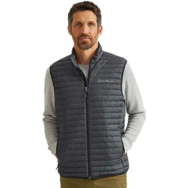 New Eddie Bauer Mens Medium Carbon Gray Microlight 650FP Down Zip Up Puffer Vest