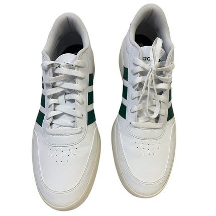 New In Box Adidas Men Size 10 White Faux Leather Green Stripe Breaknet 3.0 Shoes