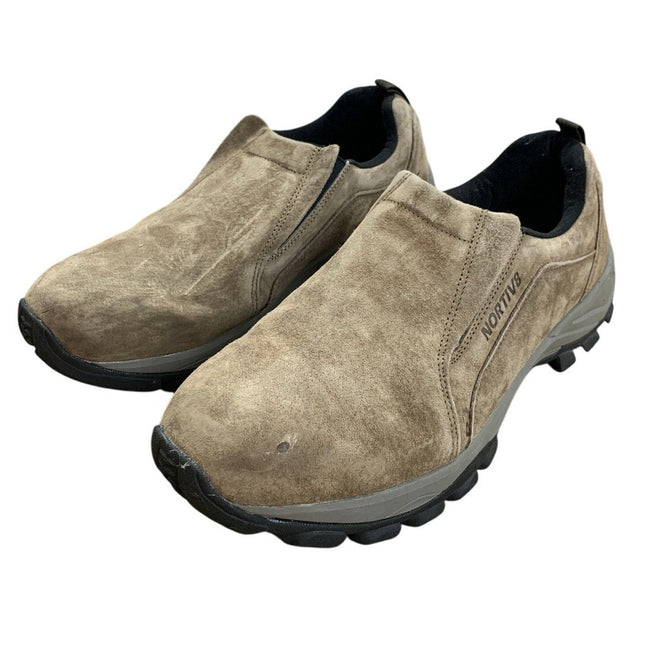 Nortiv8 Mens Size 12 Brown Faux Suede Slip On Loafer Meomory Foam Walking Shoes