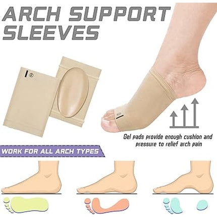 New 4 Piece Arch Sleeve Support Flat Foot Sock Support Cushioned Metatarsal Pads