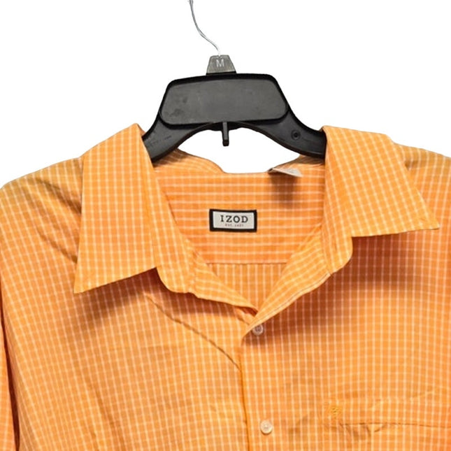 IZOD Mens 2XL 100% Cotton Plaid Long Sleeve Button Down Shirt w Front Pocket