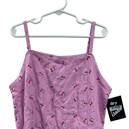New Art Class Girls XL (14) Cherry Thin Strap Back Zip Scalloped Edge Dress