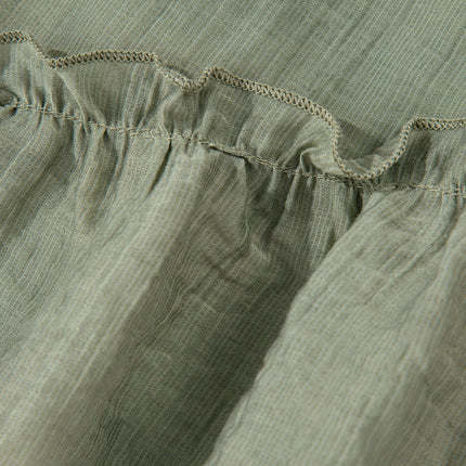 Laurel Green Textured Tie Waist Ruffle Hem Shorts