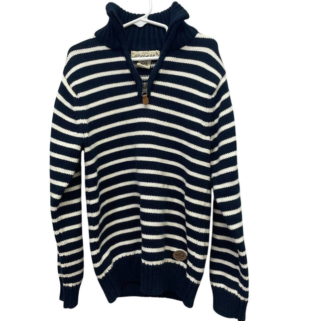 H&M LOGG Boys Medium 8-10 Cotton Navy Long Sleeve 1/4 Zip Pullover Sweater