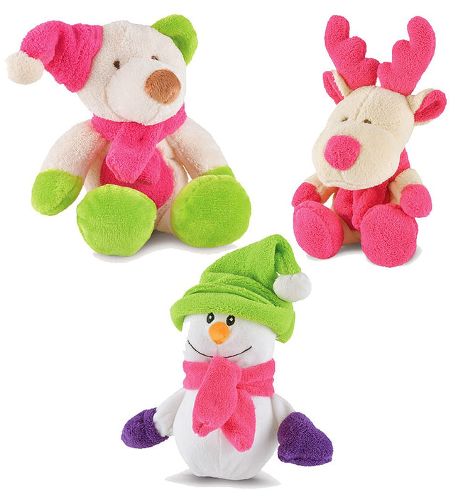 Jeffers Plush Bright Winter Pals Squeaker Dog Toys, 3 Pack