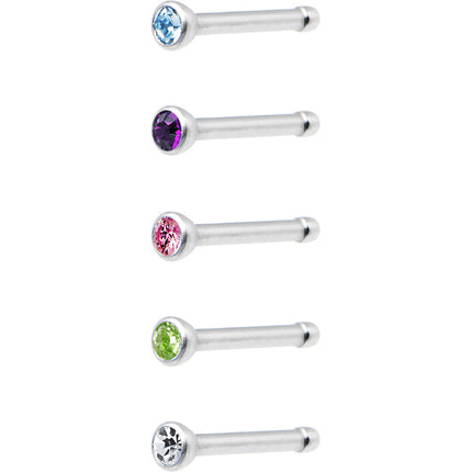 18G Stainless Steel CZ Nose Bone Pack Set