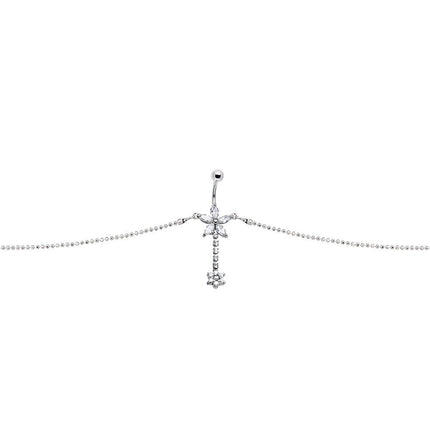 Clear Gem Floweret Flower Belly Chain