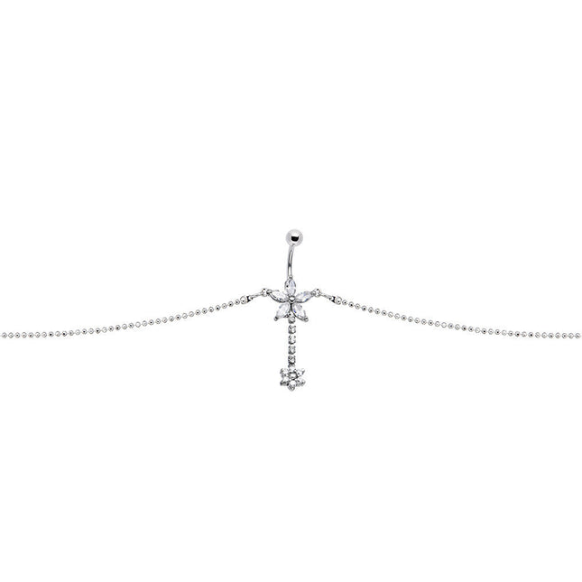 Clear Gem Floweret Flower Belly Chain