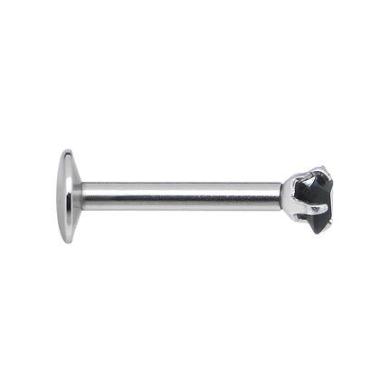 16G Black 3mm Square Gem Internally Threaded Labret Monroe Tragus