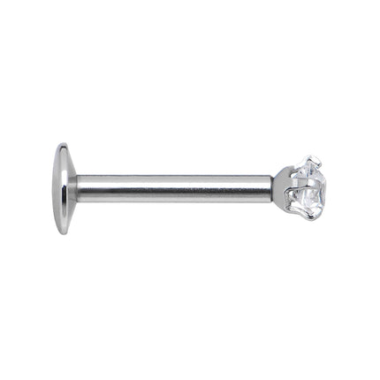 16G Clear 3mm Square Gem Internally Threaded Labret Monroe Tragus