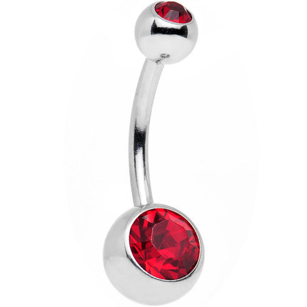 Light Siam Double Gem Belly Ring Created with Crystals