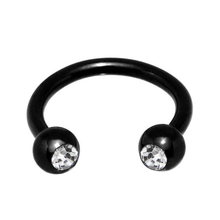 16G 5/16 Clear Gem Black Anodized Horseshoe Circular Barbell