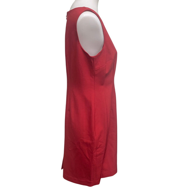New Le Suit Petite Womens 10P Sleeveless Fitted Career Red Sheath Midi Dress