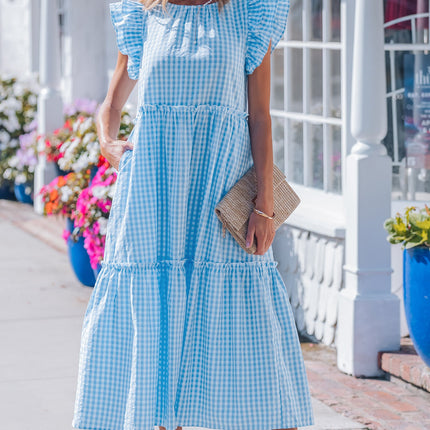 Deborah Sleeve Gingham Maxi Dress