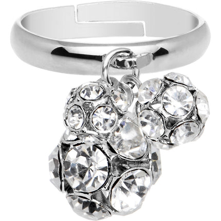 Clear Gem Cluster Dangle Adjustable Ring