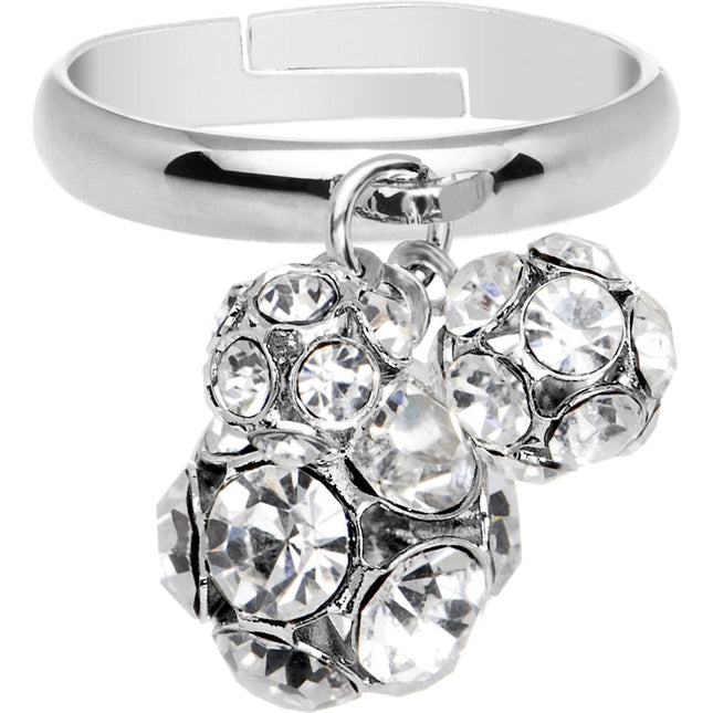 Clear Gem Cluster Dangle Adjustable Ring