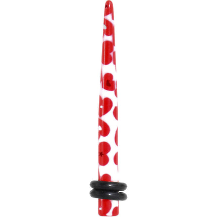 6G Lovely Red Heart Acrylic Ear Taper