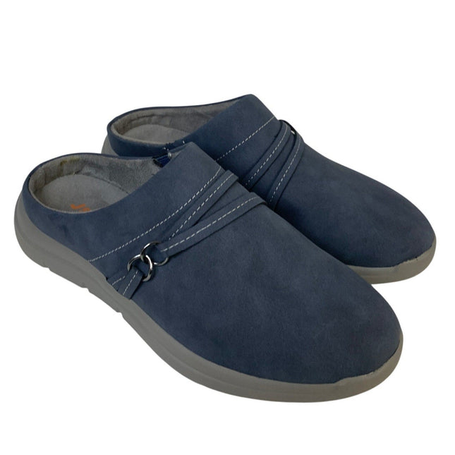 New In Box JSport Women Size 8 Blue Faux Leather Gina Slip On Clog Sneaker Shoes