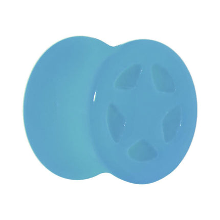 Acrylic Neon Blue Star Tunnel Plug 2G to 20mm