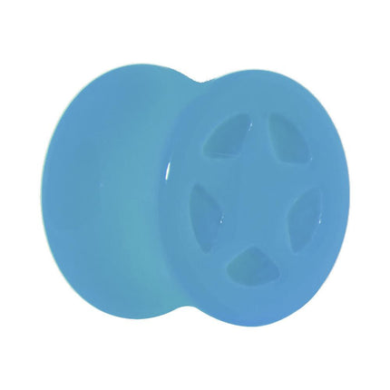 Acrylic Neon Blue Star Tunnel Plug 2G to 20mm