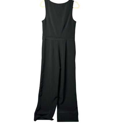 New The Limited Womens Size 8 Black 100% Polyester Sleeveless Front Zip Jumpsuit
