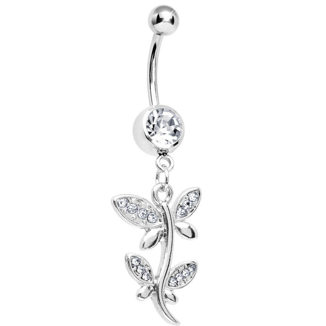 Crystalline Gem Flowering Butterfly Belly Ring