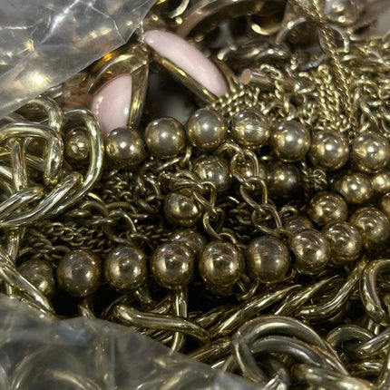 10 Piece Vintage Gold Toned Chain Link Beaded Necklace Bracelet Jewelry Lot