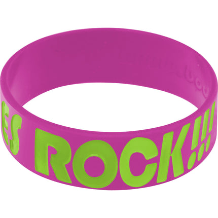 Purple Green Boobies Rock Breast Cancer Bracelet