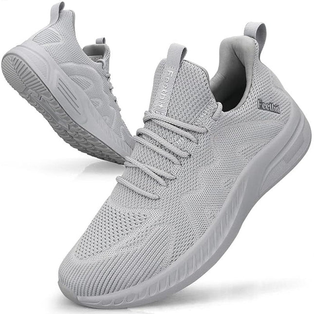 Feethit Mens Size 10 Gray Sneakers Lace Up Slip On Athletic Tennis Shoes