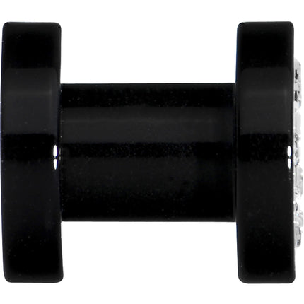 4G Black Acrylic with Clear Jeweled Flesh Tunnel