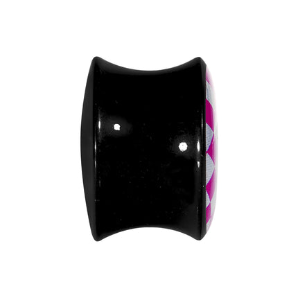 5/8 Black Acrylic Pink and White Checkerboard Saddle Plug