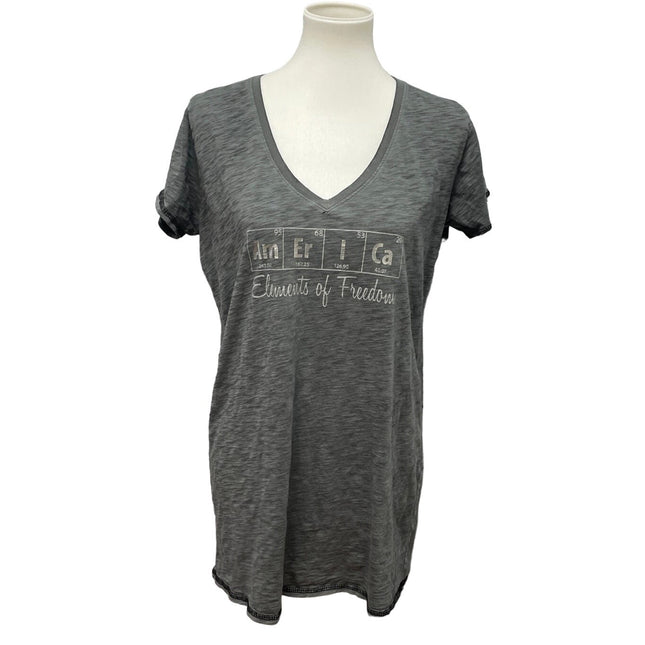 Live Love Ouray Womens Medium Elements of Freedom America V-Neck Tee Shirt