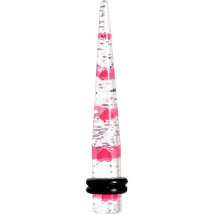 Clear Acrylic Glitter Pink Heart Confetti Taper 8G to 16mm
