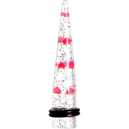Clear Acrylic Glitter Pink Heart Confetti Taper 8G to 16mm