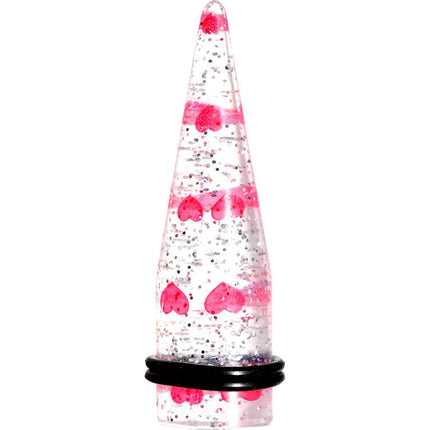 Clear Acrylic Glitter Pink Heart Confetti Taper 8G to 16mm