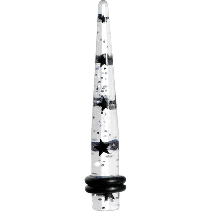 4G Clear Acrylic Glitter Black Star Confetti Taper