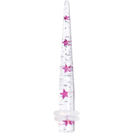 4G Clear Acrylic Glitter Purple Star Confetti Taper