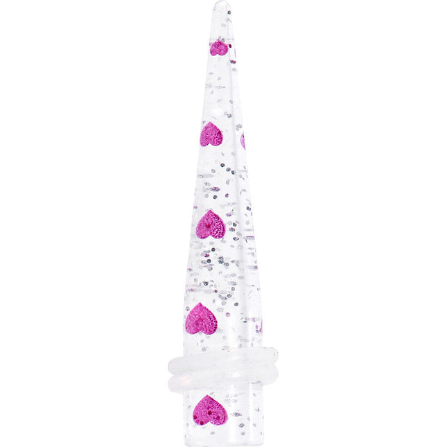 0G Clear Acrylic Glitter Purple Heart Confetti Taper