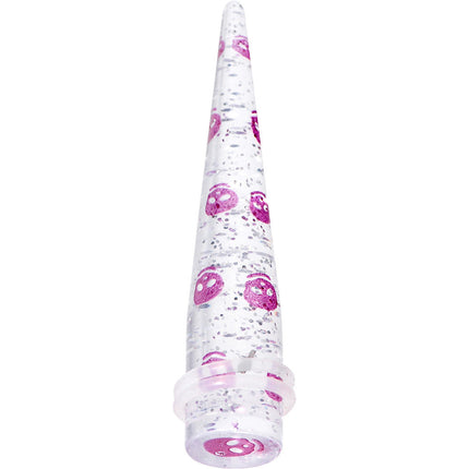 1/2 Clear Acrylic Glitter Purple Skull Confetti Taper