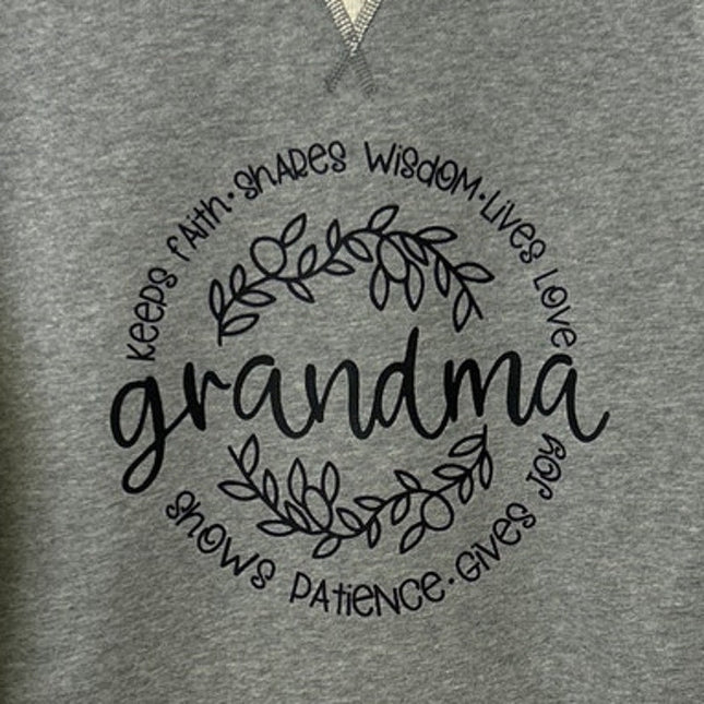New Hand Printed Womens Small Grnadma Faith Love Joy Long Sleeve Sweatshirt