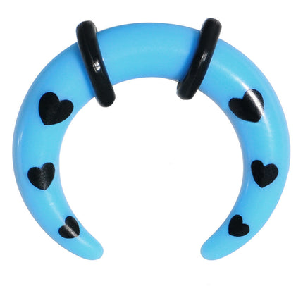 4G Sky Blue Acrylic Black Hearts Buffalo Taper