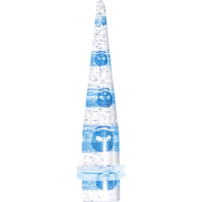 0G Clear Acrylic Glitter Blue Skull Confetti Taper