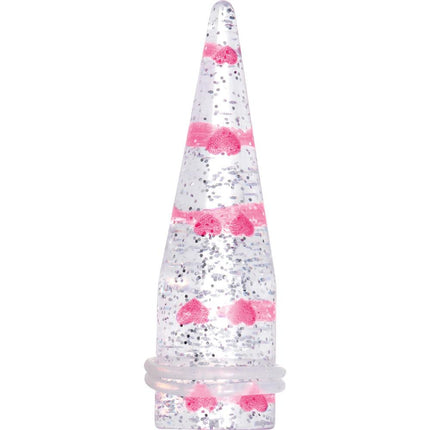 Clear Acrylic Glitter Pink Heart Confetti Taper 8G to 16mm