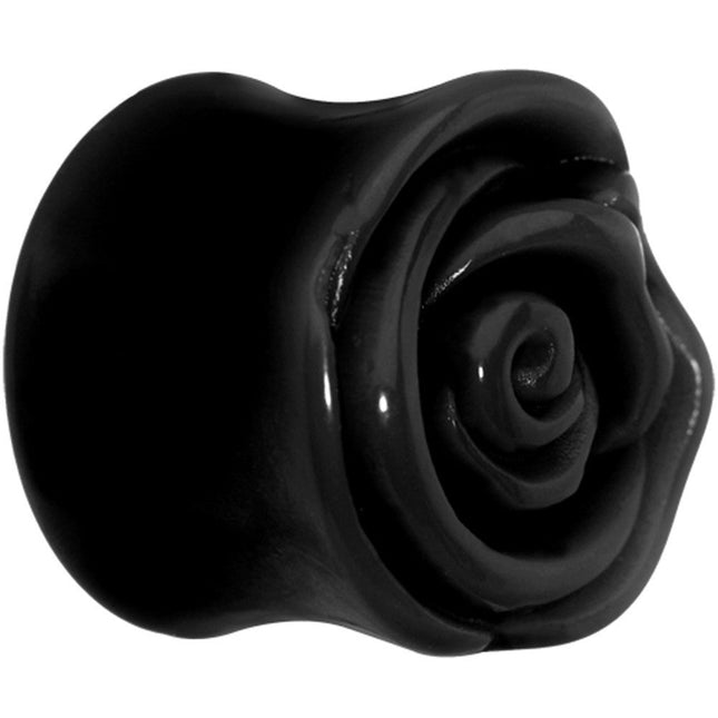 7/8 Black Rose Flower Acrylic Saddle Plug