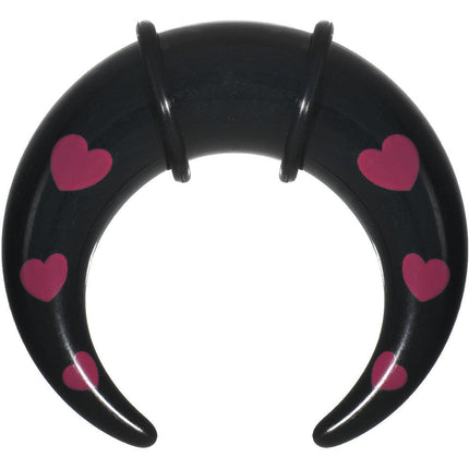 1/2 Black Acrylic Pink Hearts Buffalo Taper